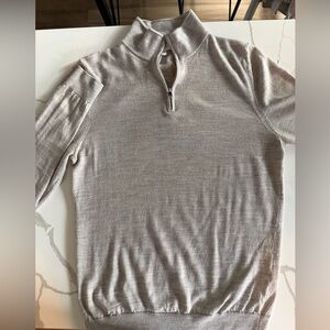 Reiss Men's Zip-Neck Sweater in Light Taupe